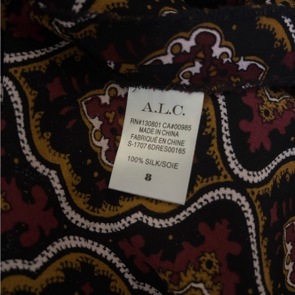 A.L.C. Geometric Long Sleeve Dress in Burgundy - Picture 8 of 8